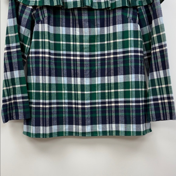 NWT Tuckernuck Sail to Sable Tartan Plaid Ruffle Blouse Preppy Navy Medium - Picture 4 of 9